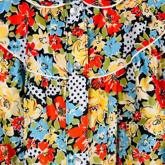 Vintage Sears Comfort Coat Housecoat Size Medium 12/14 Polka Dot Retro - Picture 6 of 6